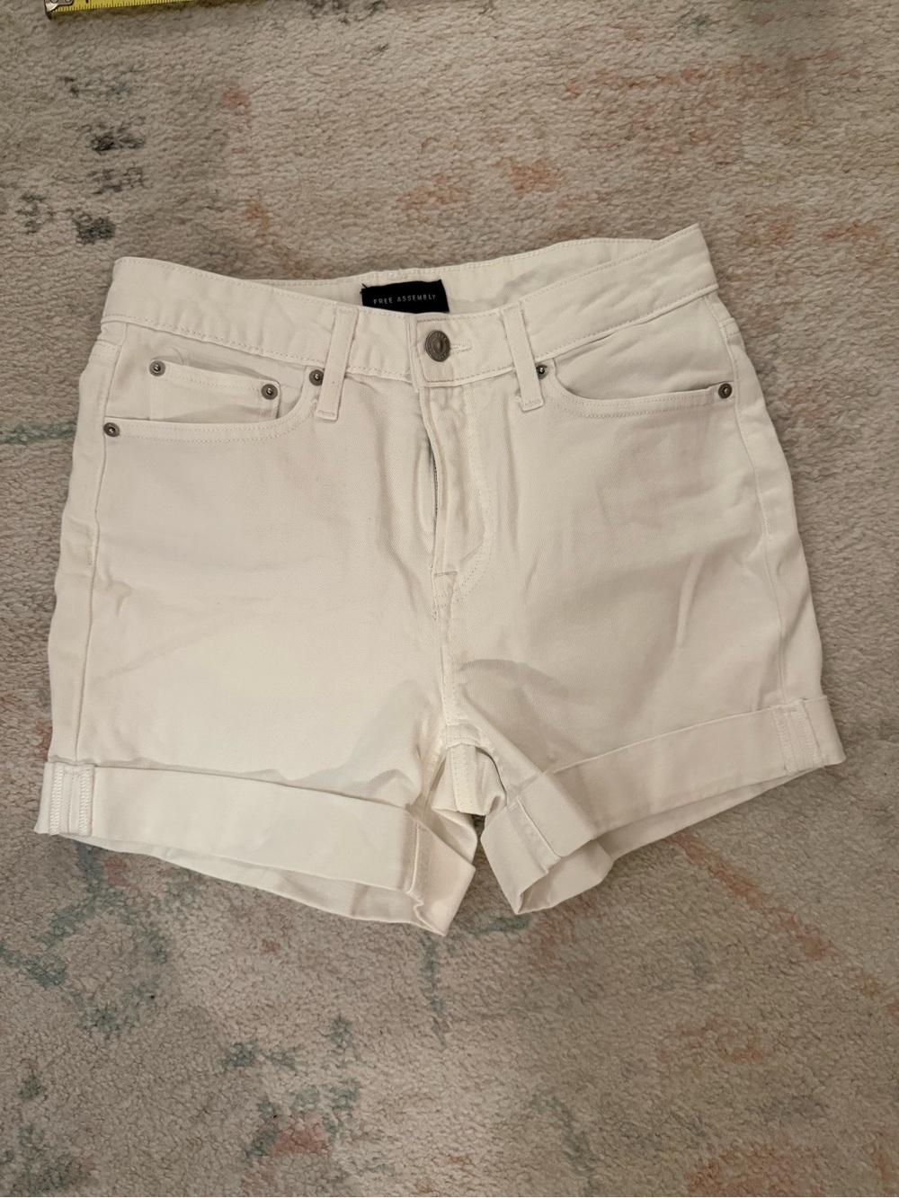 Free Assembly White High-Rise Cuffed Denim Shorts
